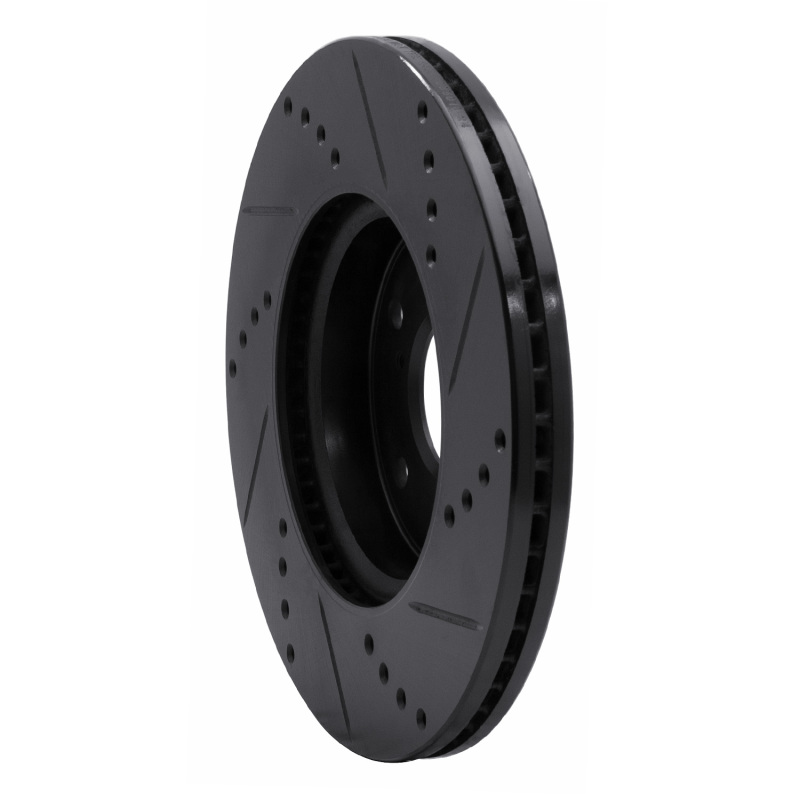 Honda Civic Brake Rotor (1) - Front Left - R1 Concepts - Drilled & Slotted - Black - `13-`25